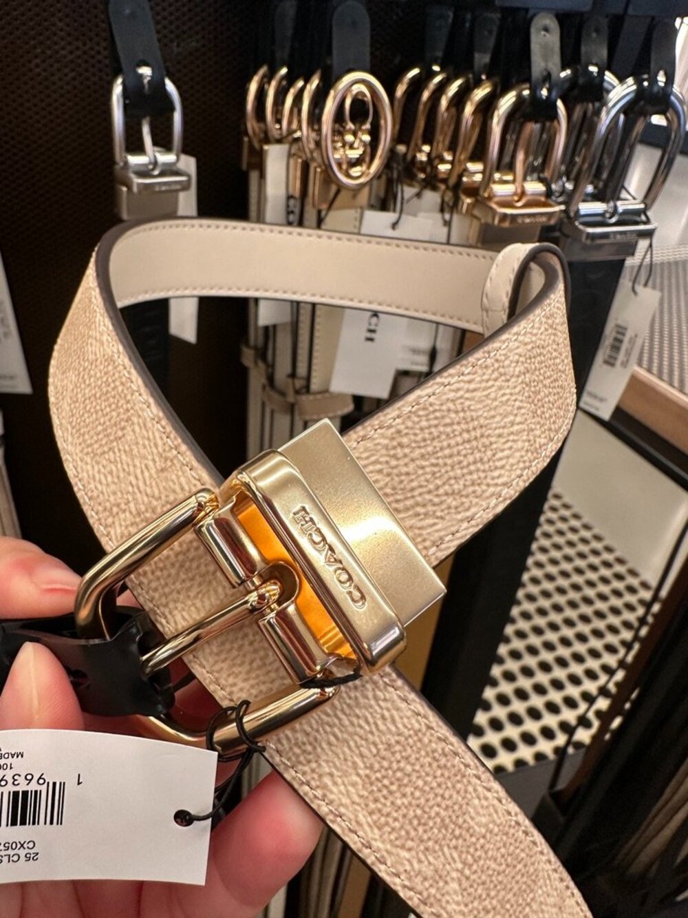NWT! Coach CX057 Classic Buckle Cut To Size Reversible Belt 25MM Sand/Chalk - Picture 5 of 6